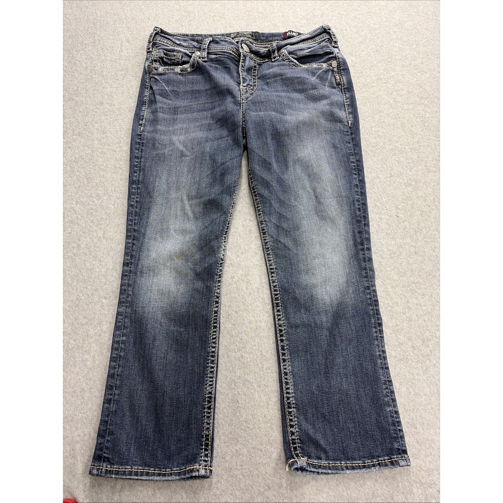 Silver Suki High Capri Jeans Women's Sz 31x23 Embroidered Pockets Fluid Denim